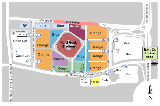 Hard Rock Stadium Parking Lots Map